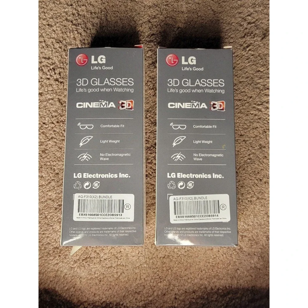 LG AG-F310 Cinema 3D Glasses - Black ×2 Packs
